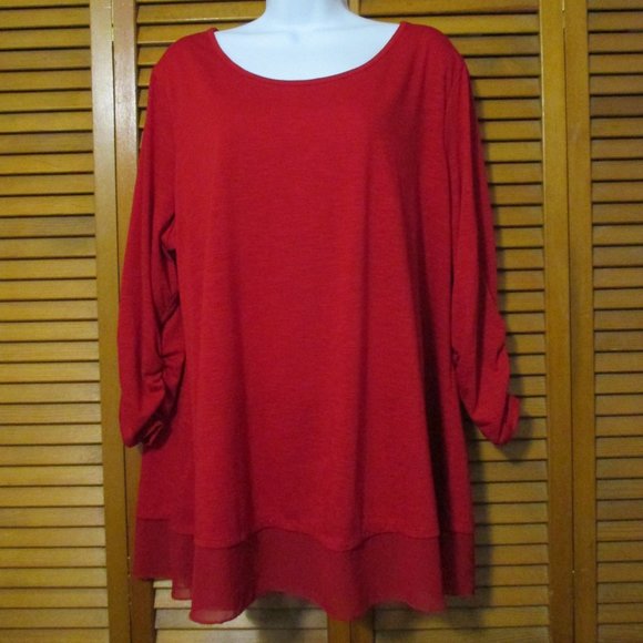 Style & Co. Top red lightweight feminine, stretchy, flowy pullover size 2x - Picture 1 of 8